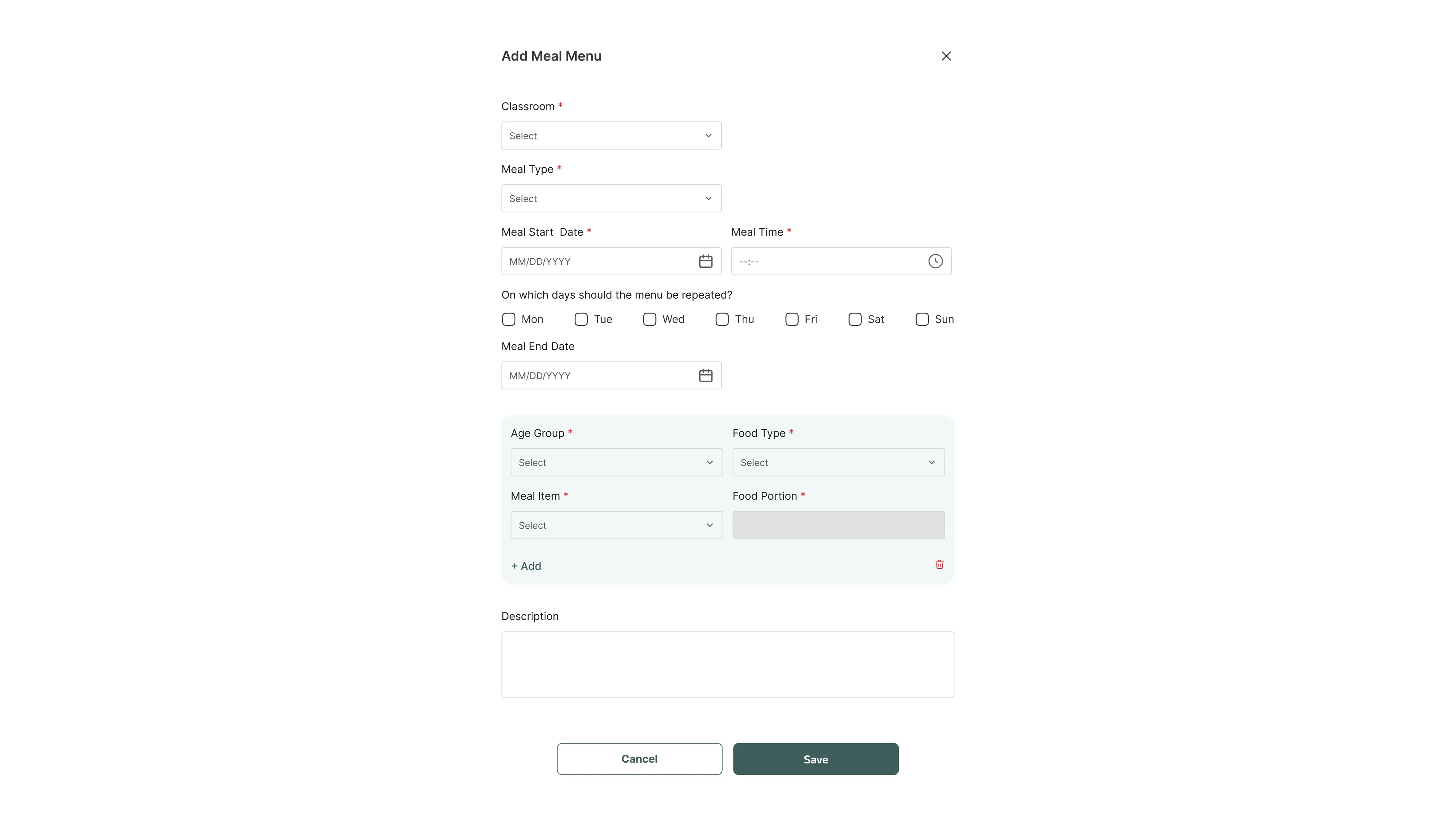 Automated CACFP meal tracking with attendance awareness